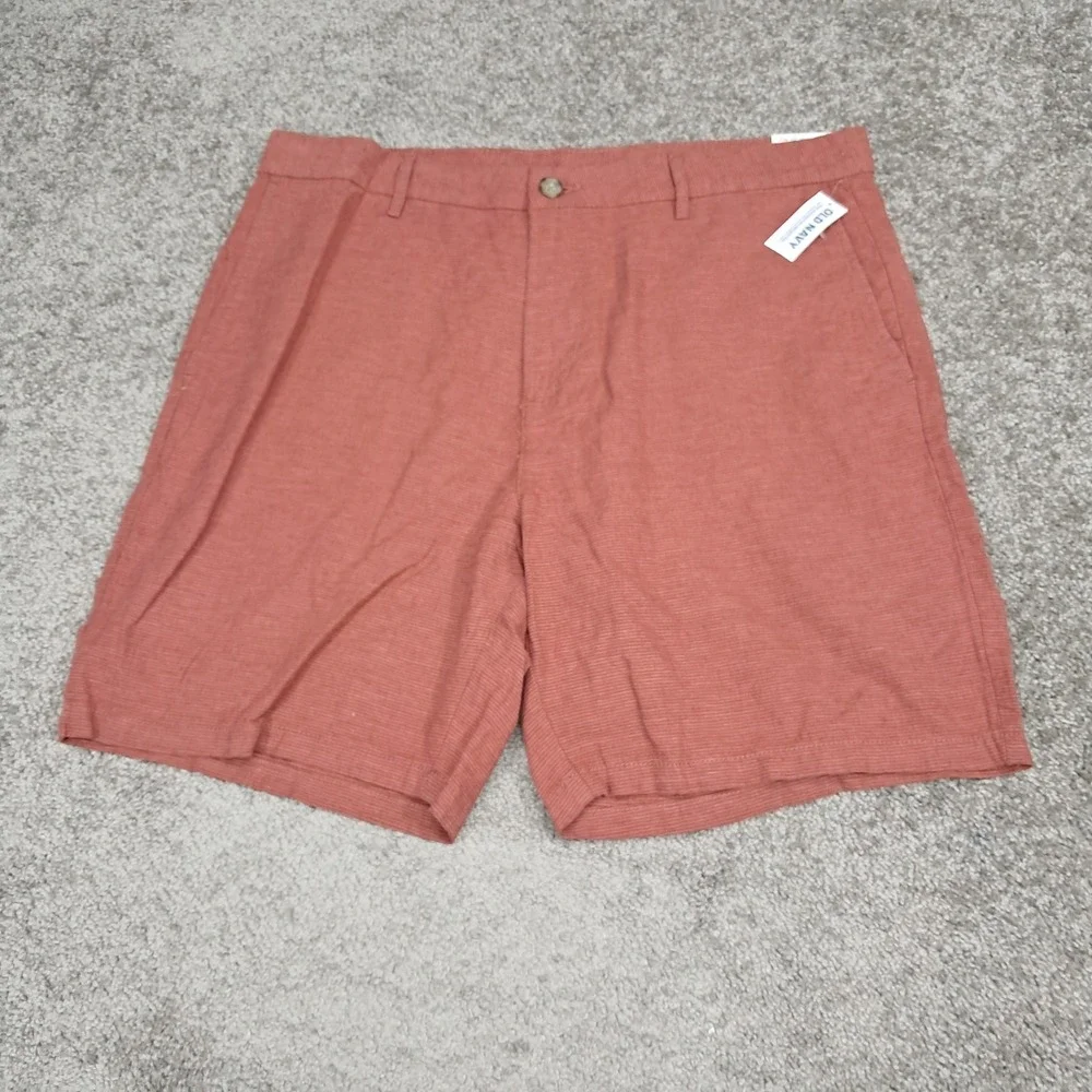 Old Navy Mens‎ Slim Linen Blend Shorts 38 Orange Terracotta 8 Inch Inseam NWT